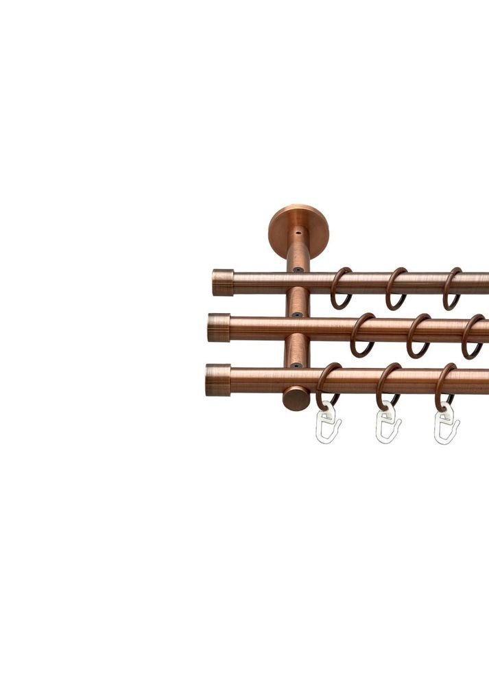 Карниз Заглушка металевий трирядний циліндр (20 см) гладка труба Мідь 16\16\16 мм 240 см (00-00020361) ORVIT (300688160)