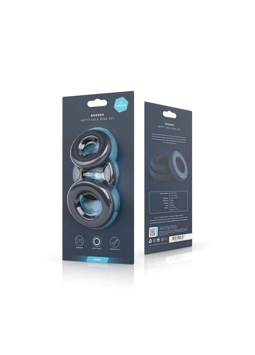 Набор ерекційних кілець 3-Piece Hefty Cock Ring Set Boners (297865634)