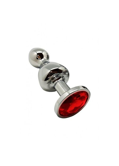 Анальна пробка Lollypop Double Ball Metal Plug Red M Wooomy (294182167)