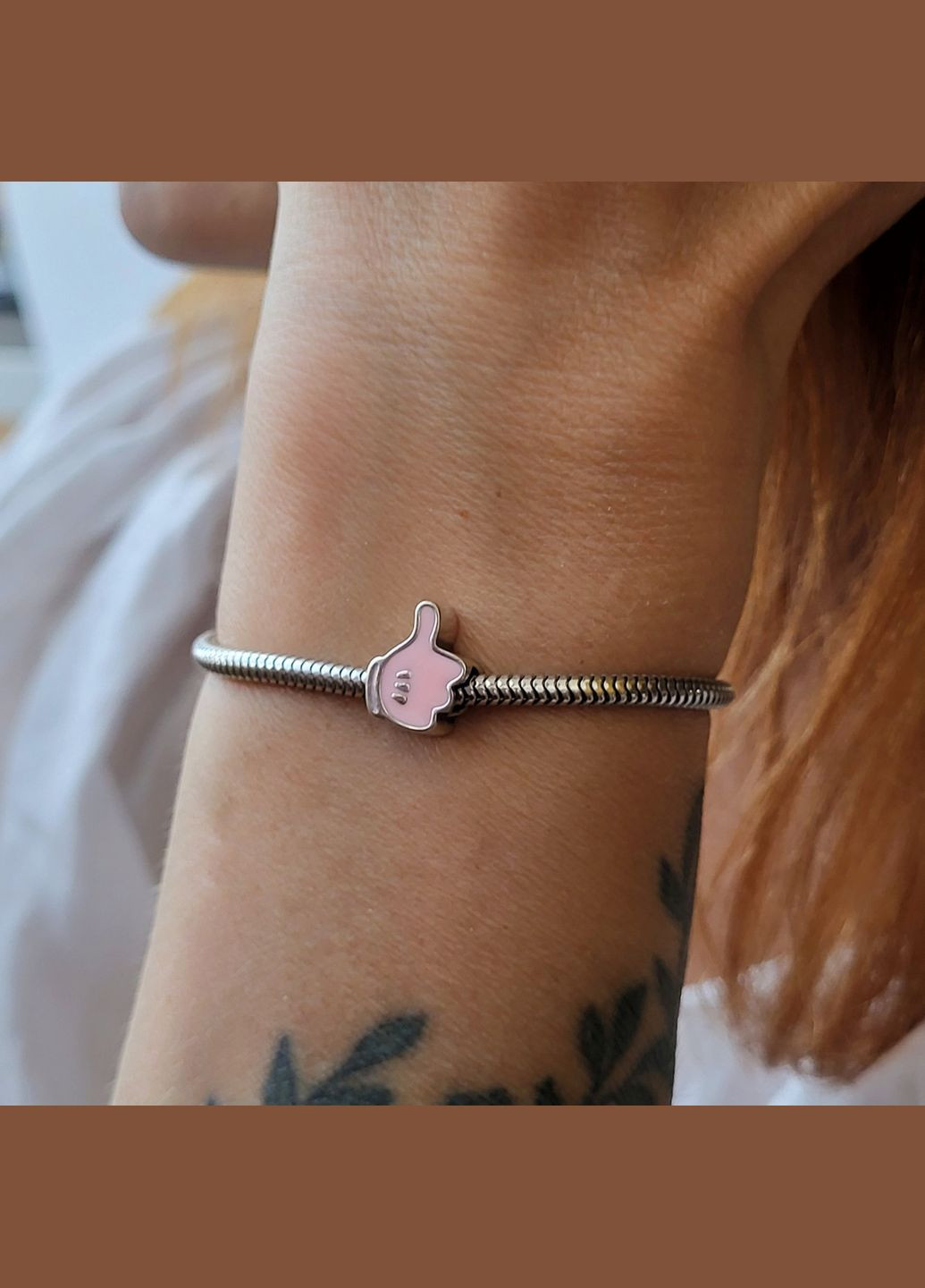 Срібний шарм намистина Все Ок з рожевою емаллю срібло 925 проби Родоване 935 No Brand (306742969)