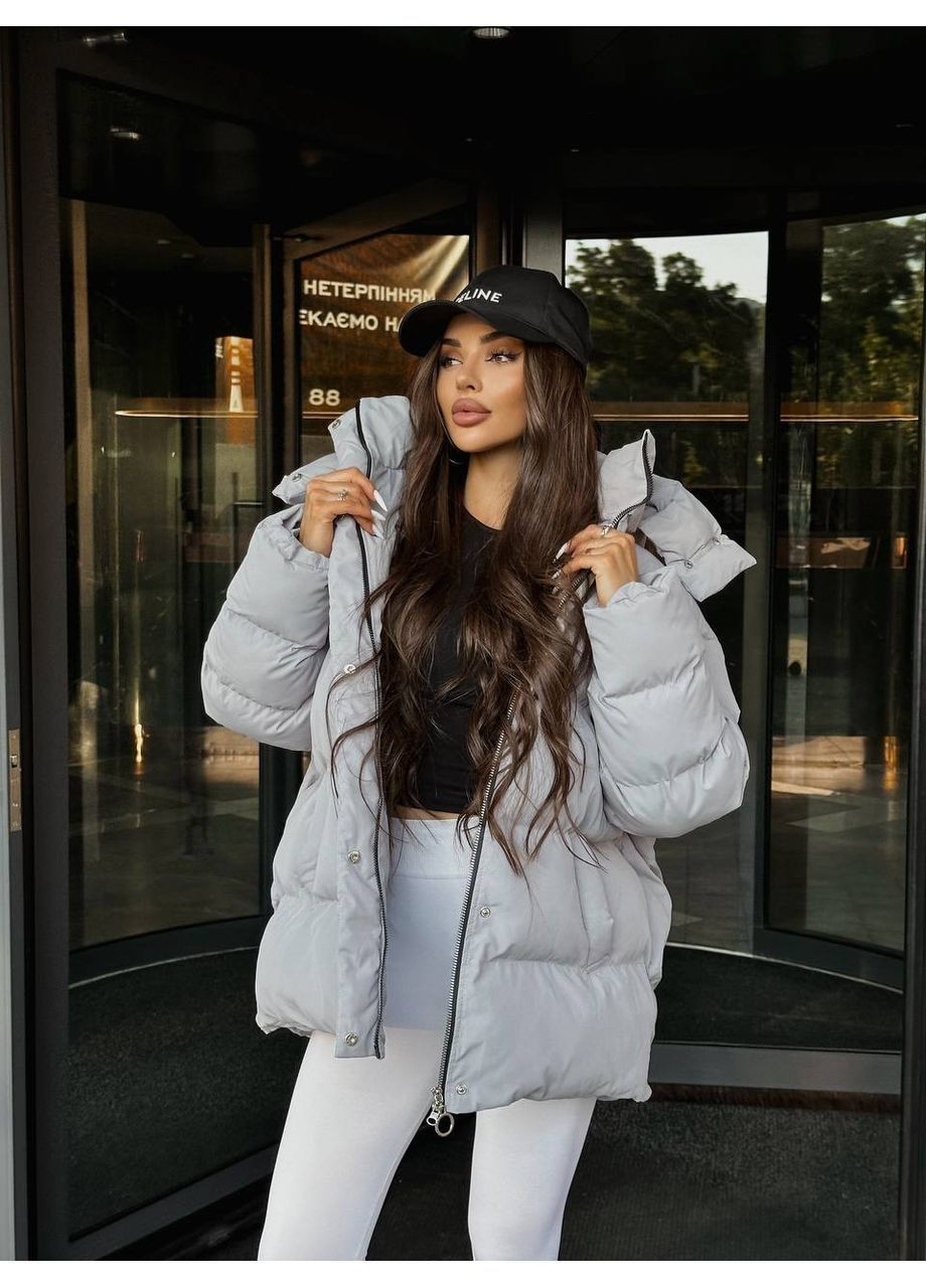 Сірий демісезонний Пуховик Style Point