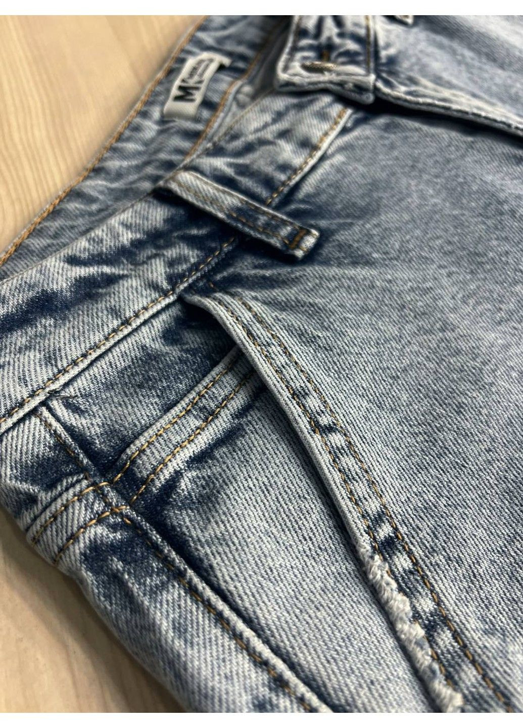 Джинси жіночі Mikaletta 9505 SKATER BALON jeans широкий крій банани косі кишені блакитні No Brand - (323886748)