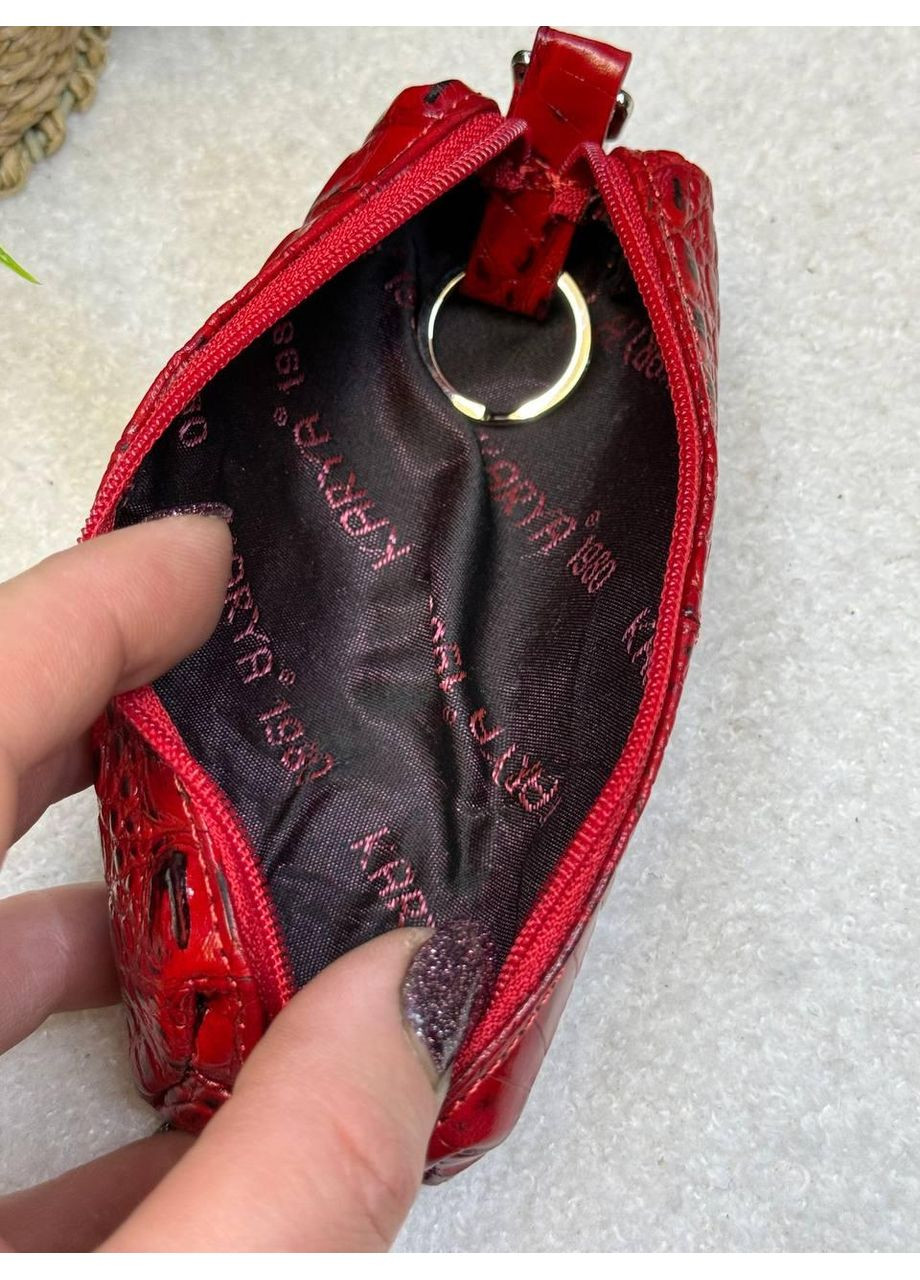 Ключниця натуральна шкіра на змійці червона кроко (436-648) Karya (370784594)