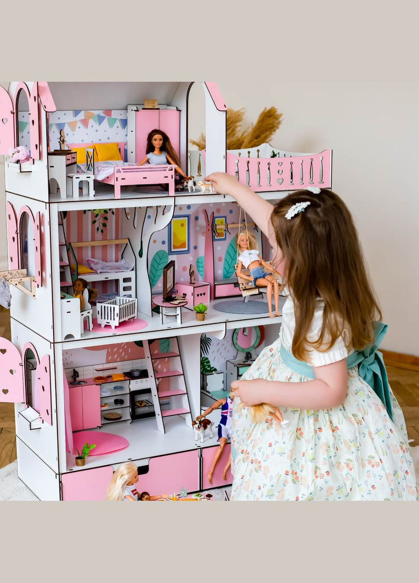 Кукольный домик для Барби Люкс розовый (kdb005) NestWood (303632987)