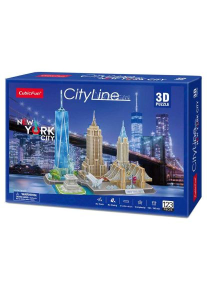 Пазл Cubic Fun Тривимірна головоломка-конструктор Сіті лайн Нью-Йорк (MC255h) CubicFun Тривимірна головоломка-конструктор Сіті лайн Нью-Й (366066440)
