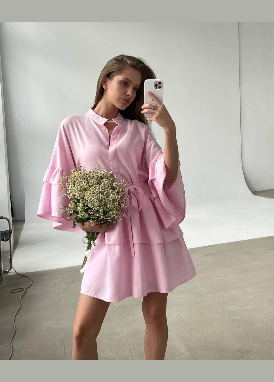 Рожева повсякденний сукня міні з воланами бебі долл MonCher