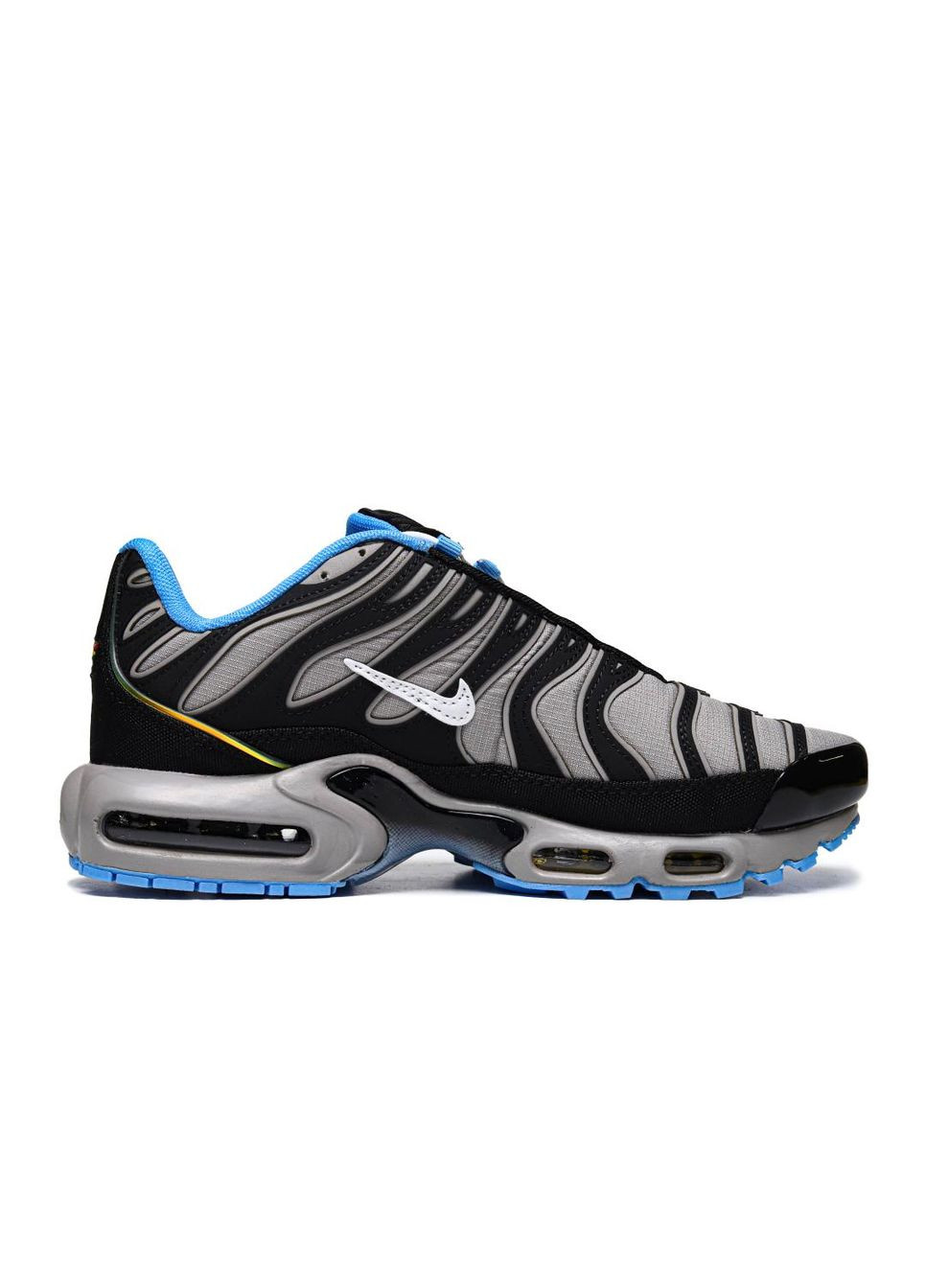 Серые демисезонные кроссовки мужские nike air max tn black grey waterproof найк аир макс тн плюс No Brand