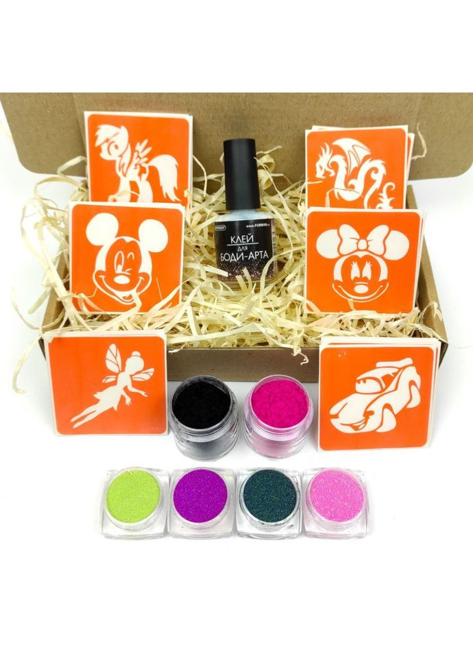 Набір для біо-тату "Для дітей №1 - гліттер" set-kids-1-glitter Fresh Tattoo (367970644)
