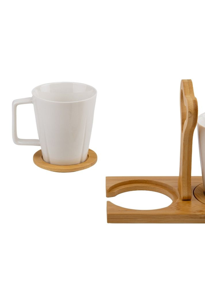 Набор кружек с бамбуковой подставкой "Белая симфония", 260 мл ELISEY (314526510)