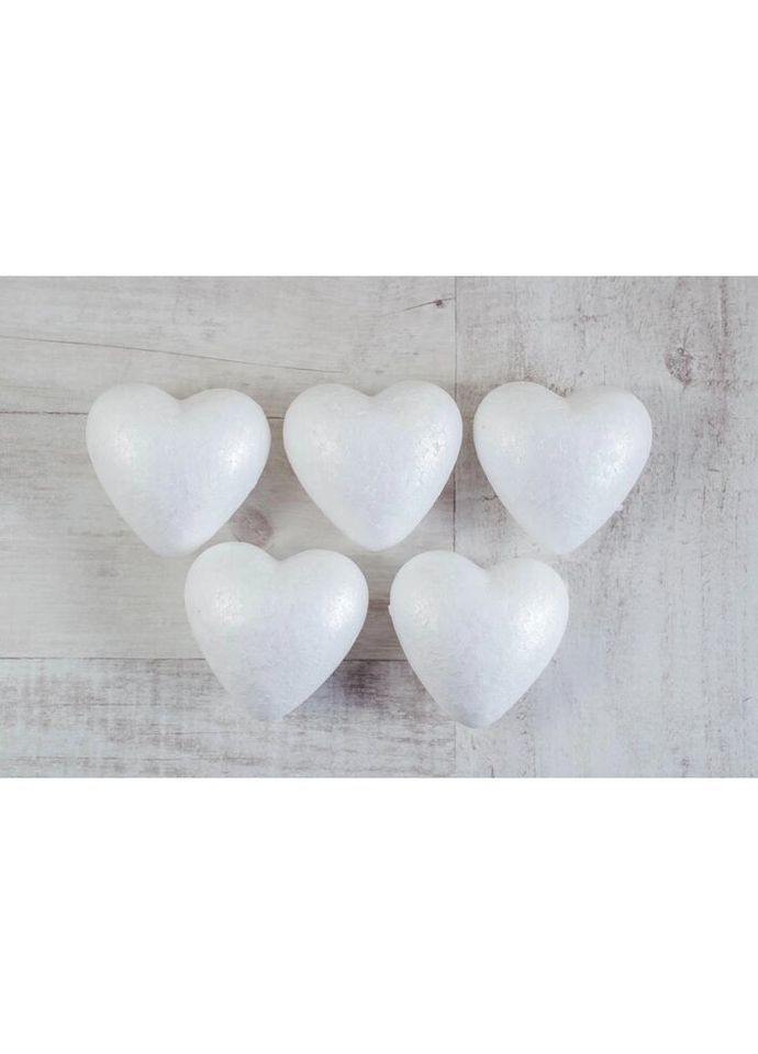 Набір пінопластових фігурок для творчості Серце 740616 5 шт 8.5 см білий Santi (327792147)