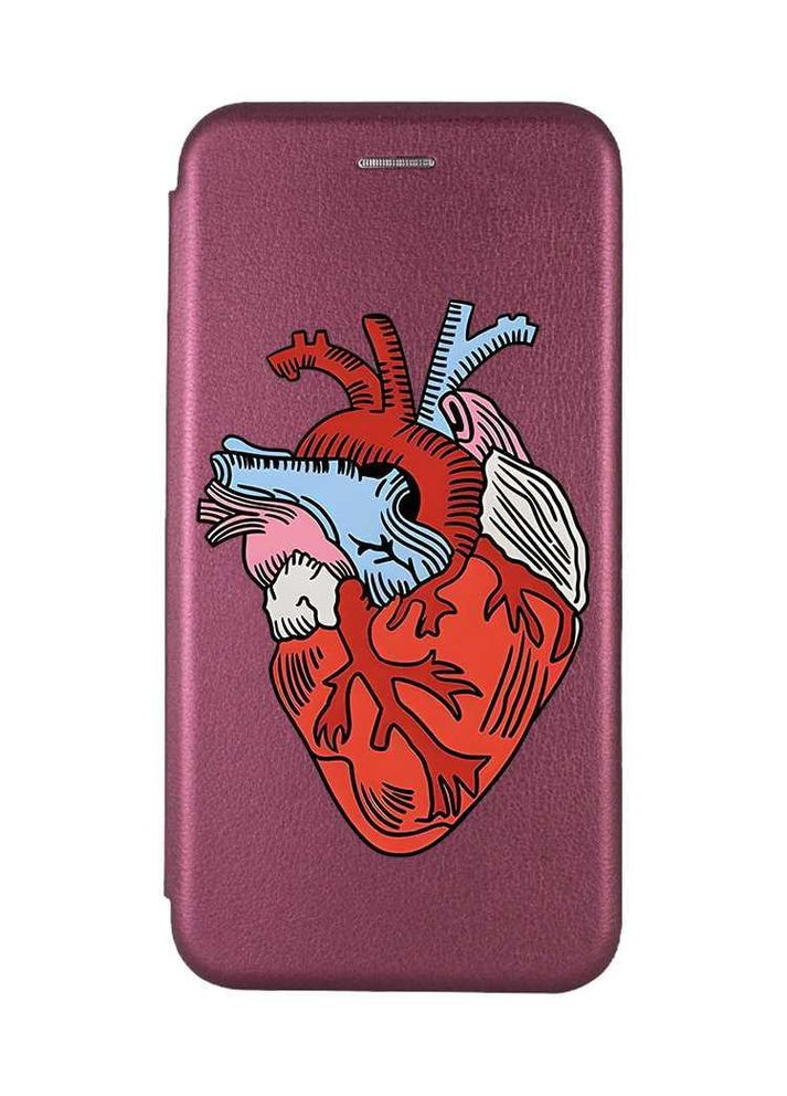 Чохол-книжка з малюнком для Samsung Galaxy A05 (A055) Бордовий:: Серце анатомічне (принт 250) G-Case (355389053)