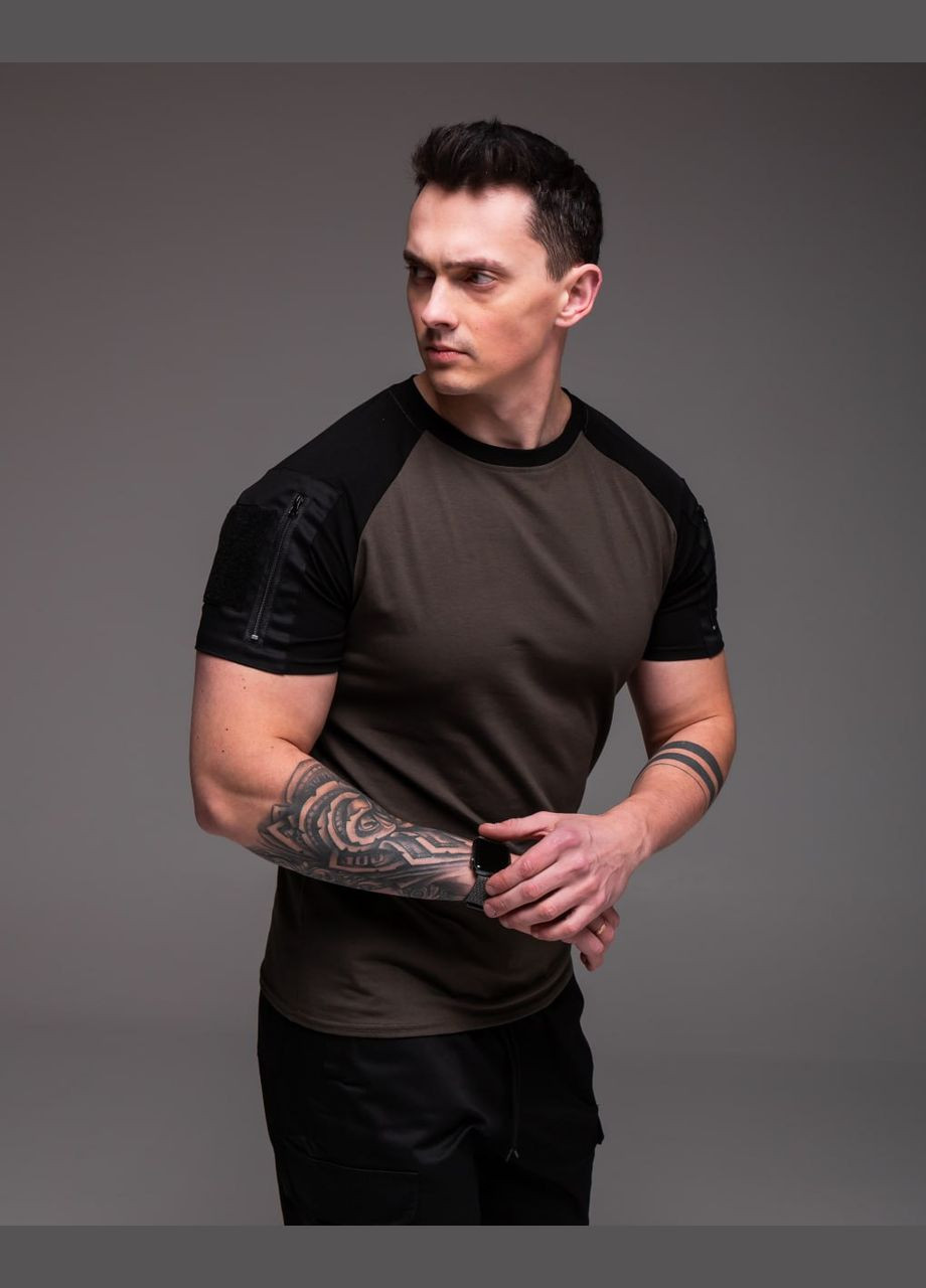 Хакі (оливкова) чоловіча футболка з кишенею на рукаві з коротким рукавом Vakko