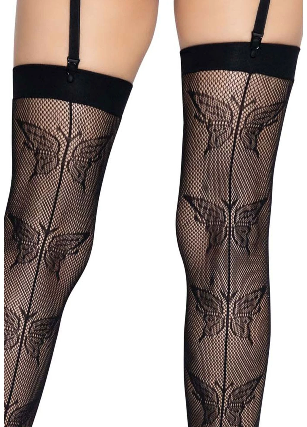 Butterfly backseam thigh highs Black O/S Leg Avenue (297865604)