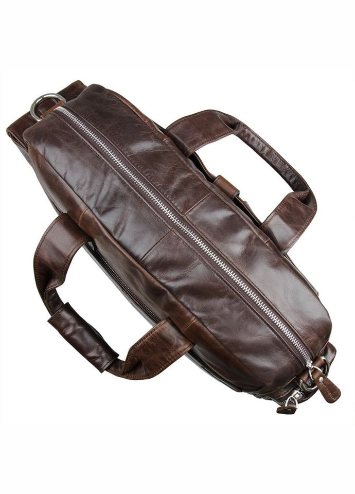 Сумка чоловіча через плече шкіряна портфель для документів А4 планшет в дорогу для телефону Темно-коричневий 34286 John McDee (331862433)