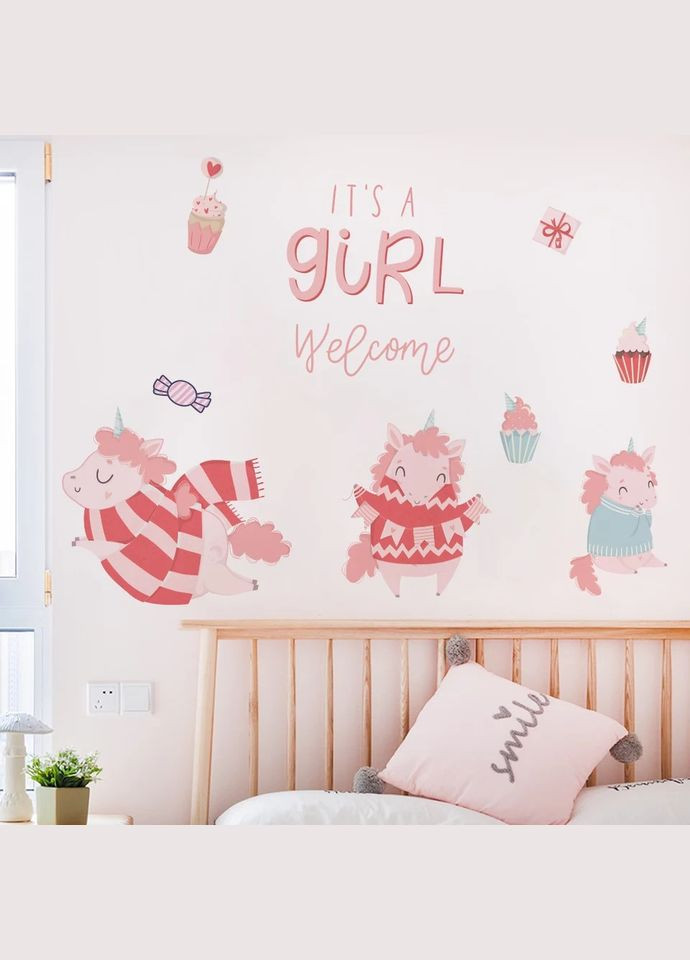 Виниловые наклейки на стены Единорог girl (лист 40 х 60 см) Б202-5 No Brand (302242101)
