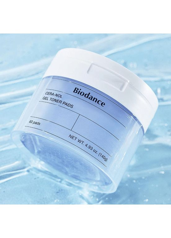 Зволожувальні тонер-пади для обличчя Cera-Nol Gel Toner Pads з керамідами, 140 г, 60 шт. Biodance (369569381)