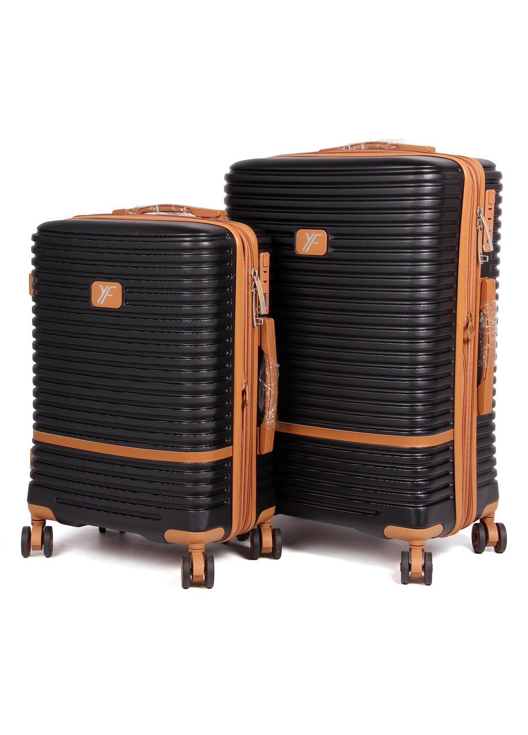 Комплект пластиковых чемоданов из двух штук 9032 (20-24) черный (S - 55 х 35 х 23 (48л), M - 70 х 48 х 29 (107л)) Yufei (322169529)