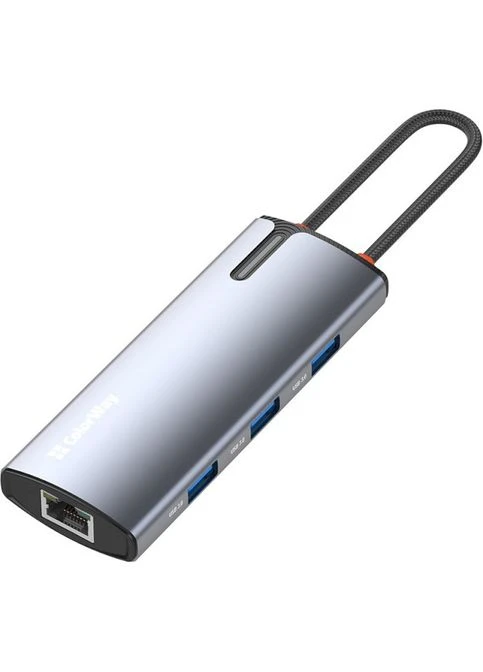 USB-хаб USB-C - 3xUSB-A 3.0 HDMI 4K RJ-45 USB-C PD 100W Dark Grey (CW-HUB02) Colorway (397633067)