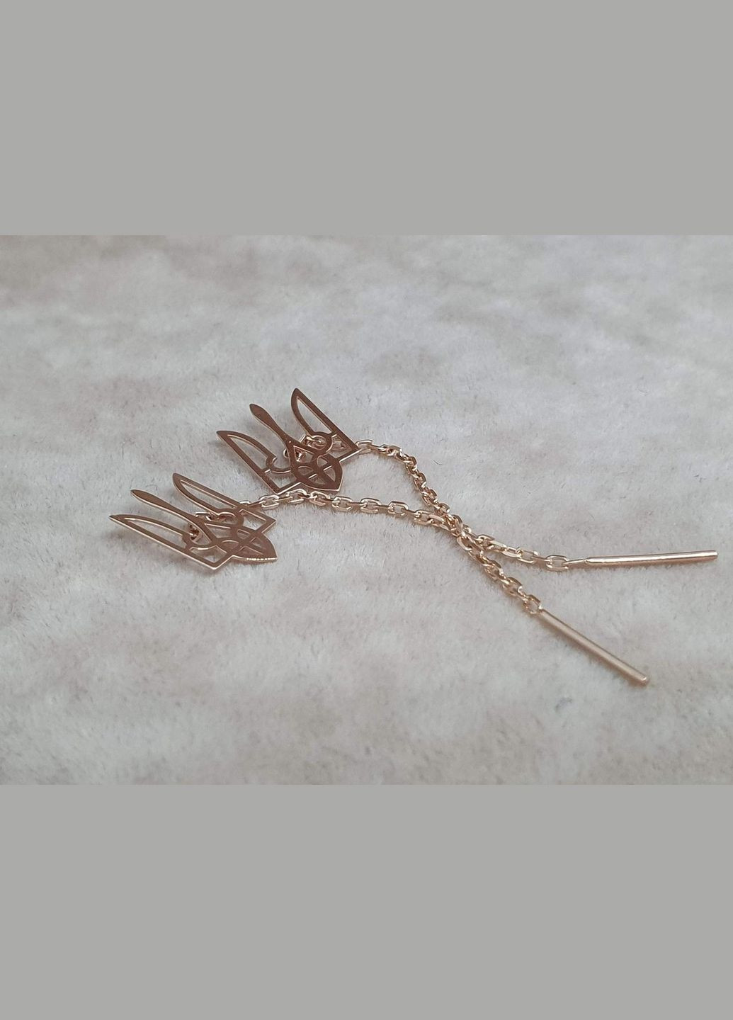 Золоті сережки-протягання Тризуб. 210167_2_Бол FAVORITUM (317285834)