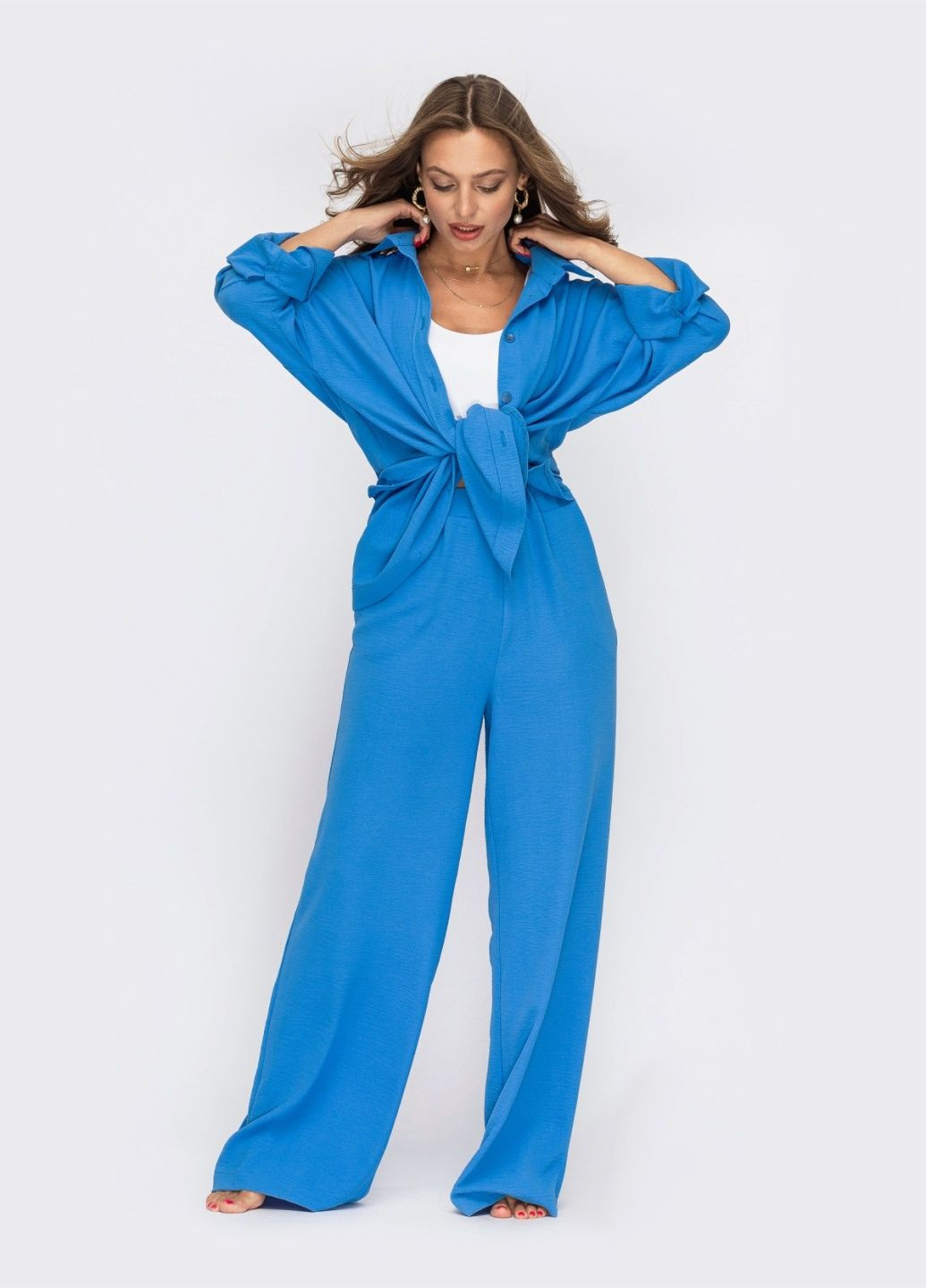 синій костюм зі штанів та подовженої сорочки Dressa (331871092)