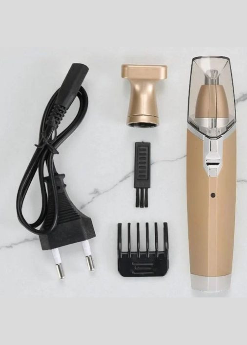 Аккумуляторный триммер для бороды носа и ушей 2в1 с насадками 3 Вт золотистый (2390000056) Geemy GM-3110 (348059295)