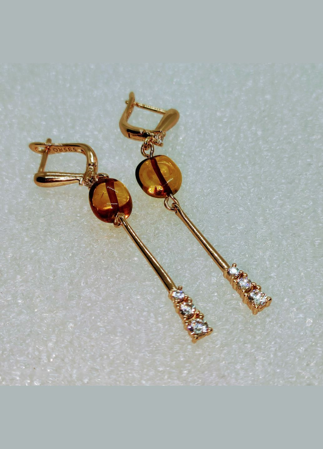 Сережки 3170 з натурального бурштину відтінок коньячний MINOV (316322750)