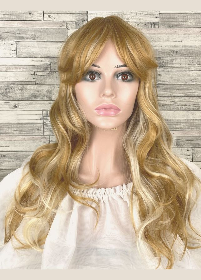 Парик с пробором и челкой волнистый русый мелирование длинный женский No Brand 4366 (306728897)