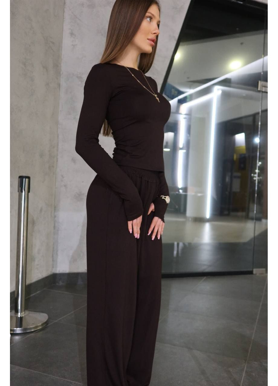 Трендовий жіночий костюм з натуральної віскози (лонгслів + штани) queensleep_7km 1581 (350199196)