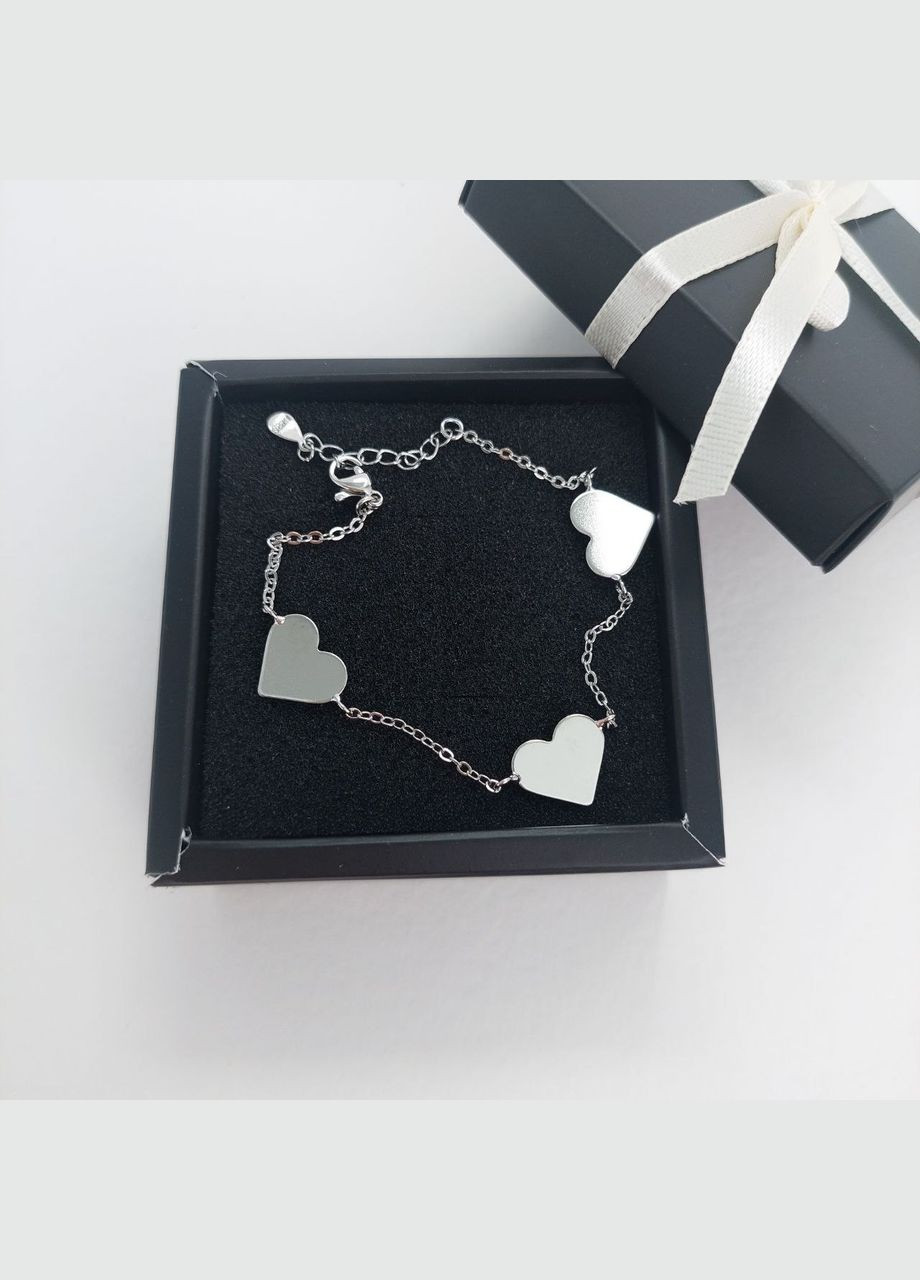 Браслет цепочка женский с сердечками посеребренный DeKolie (294202676)