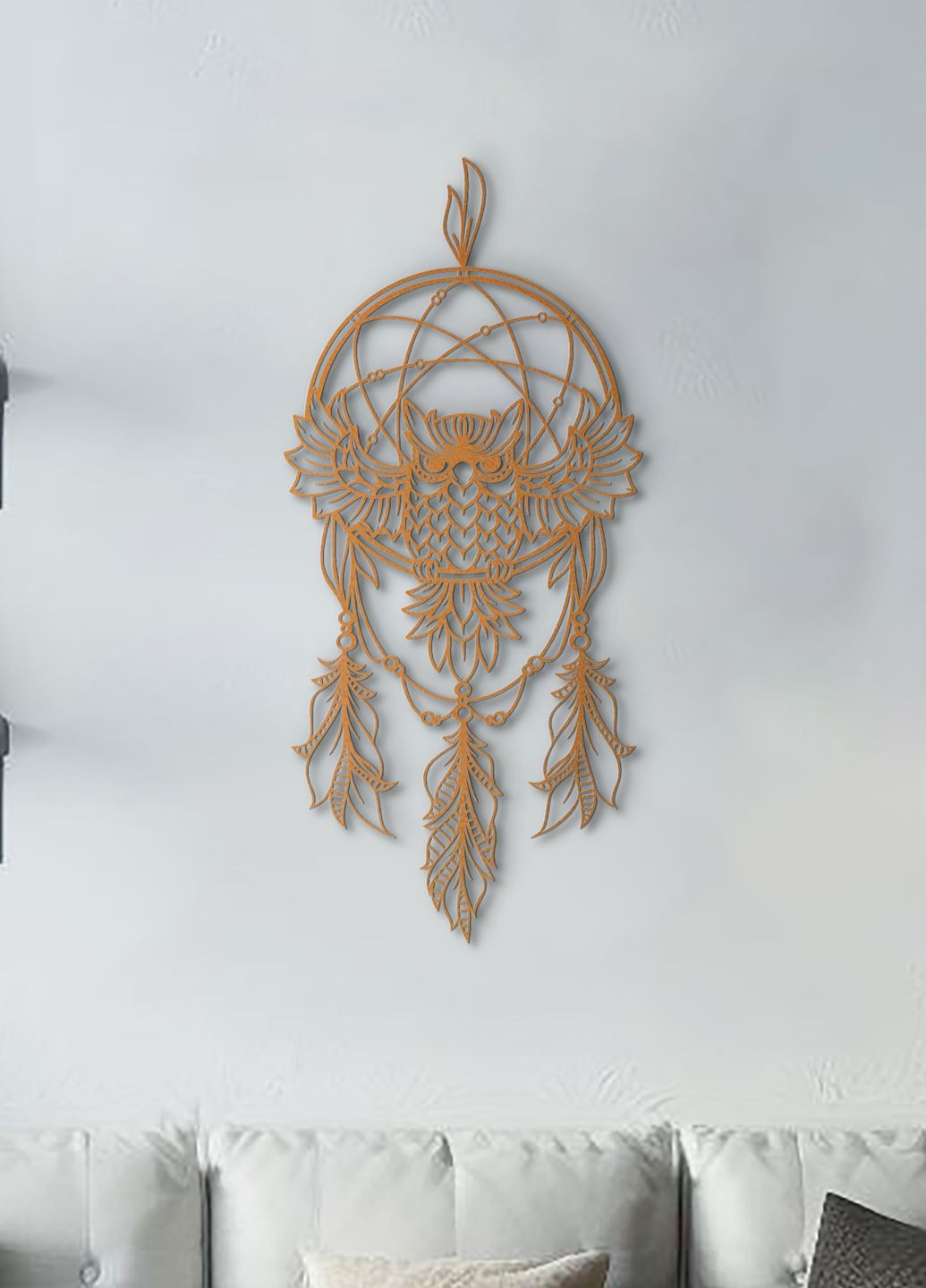 Настінний декор для дому, декоративне панно з дерева "Мудра сова", картина лофт 30х15 см Woodyard (292112845)