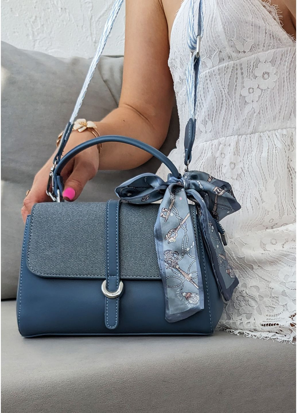 Модная женская сумка из экокожи с декором-платочком InFashion Сумка (360751147)