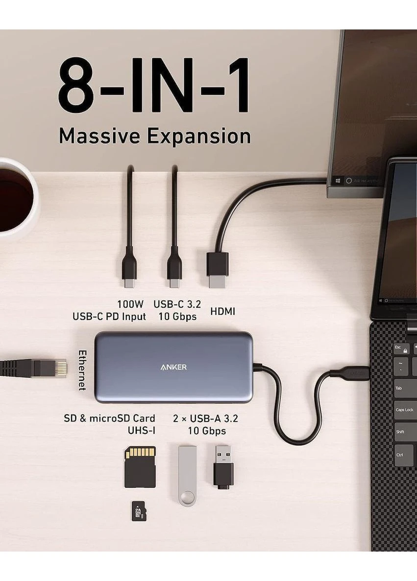 USB-хаб USB-C 8-в-1 Black (A83830A2) Anker (402506735)