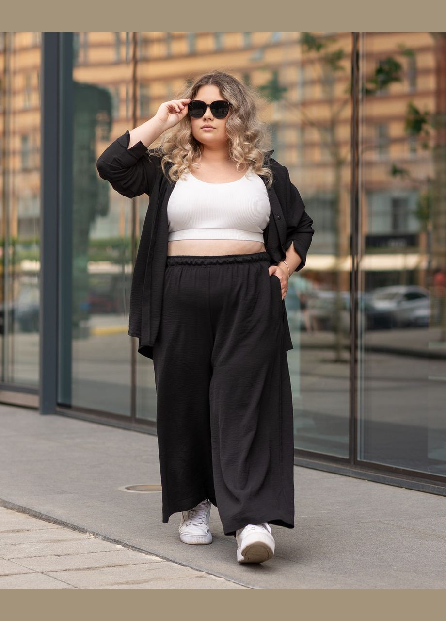 Женский костюм из креп жатки рубашка и штаны Чёрный Maybel (258825572)