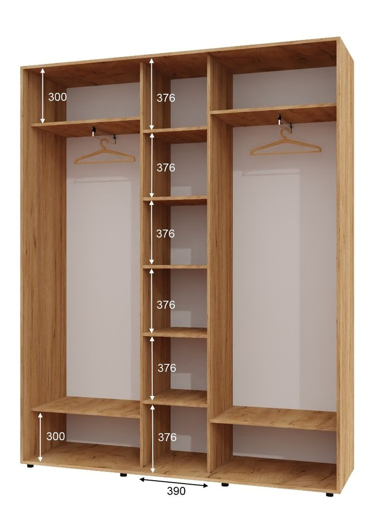 Шафа-купе тридверна 200*45*240 см Дуб крафт золотий 3 двері ДСП ШК-04 Алекса (356773967)