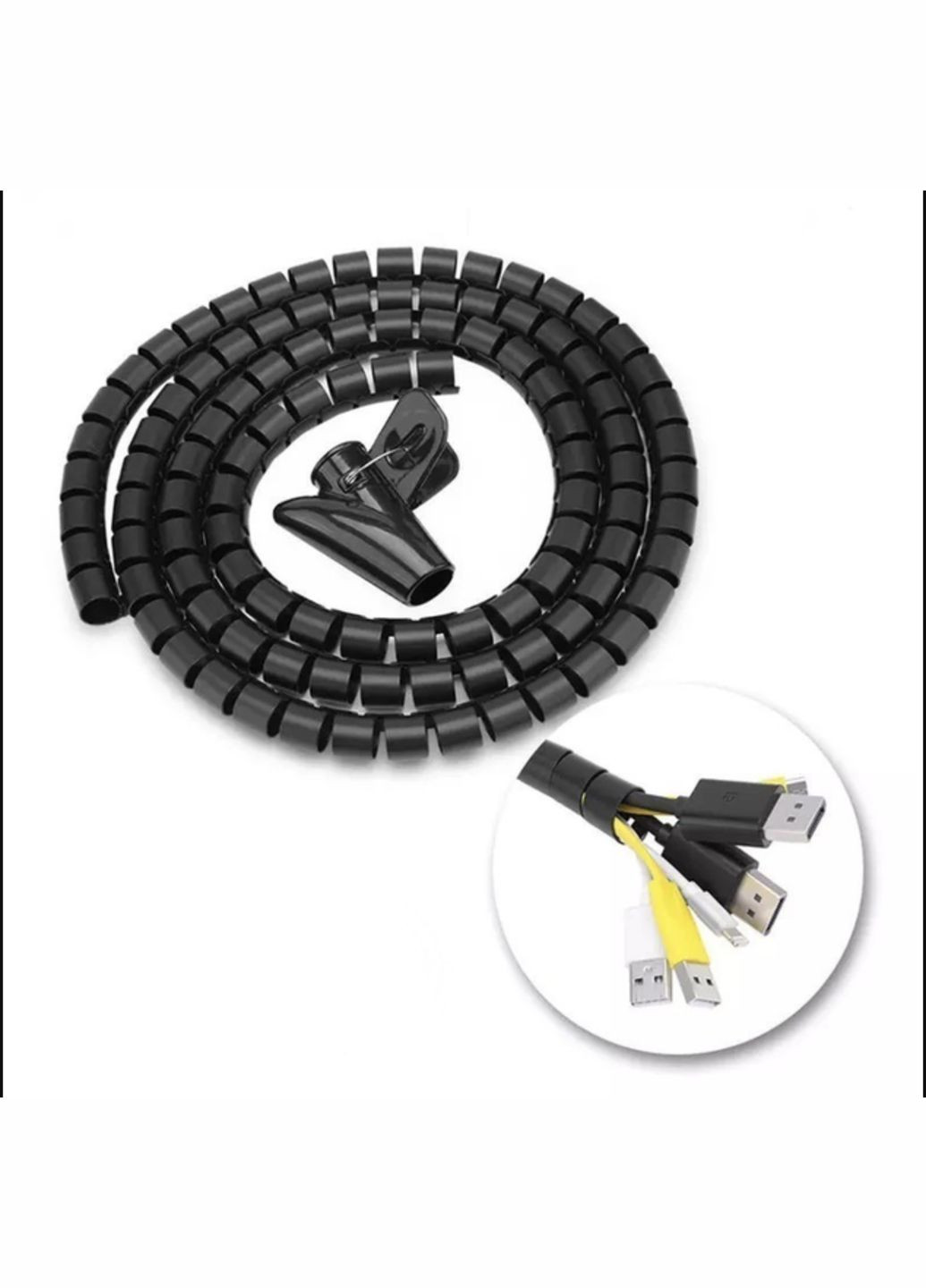 Органайзер кабеля фиксатор стяжка хомут держатель защита для проводов 2 м 10 мм Чёрный Lencent (340276248)