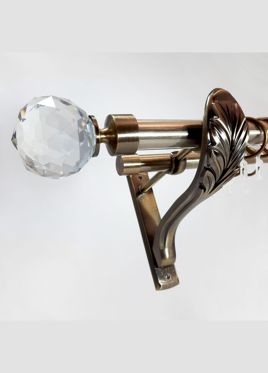 Карниз для штор Люмієра металевий дворядний ретро гладка труба кільце металеве Антик 25\19 мм 300 см ORVIT (299335225)