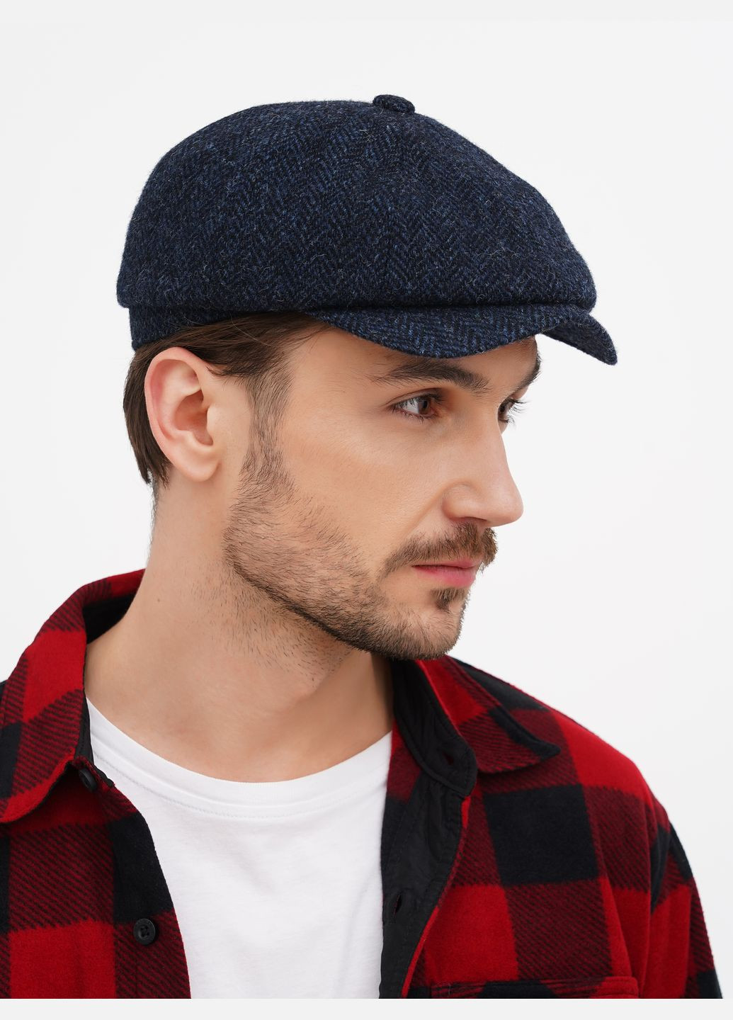 Кепка мужская восьмиклинка шерсть синяя с узором ёлка VECONS Восьмиклинка — додає об'єму та стильності (317971427)