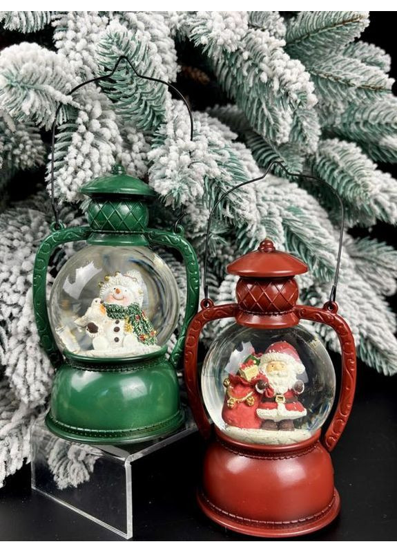 Ліхтарик зі снігом та LED підсвічуванням Санта/Сніговик червоний,зелений 13х8,5х7,3 см (рандомгий вибір дизайну) Home Decor (366027739)