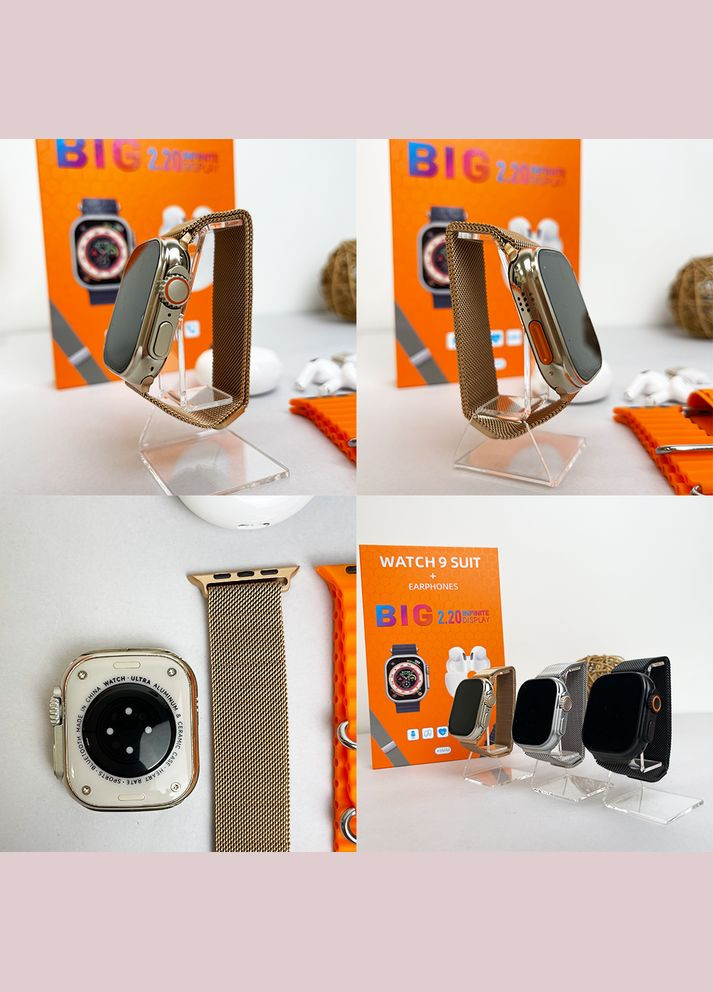 Комплект смарт часы и наушников Big 2.20 Watch 9+ Pro 6 Черный No Brand (331111377)