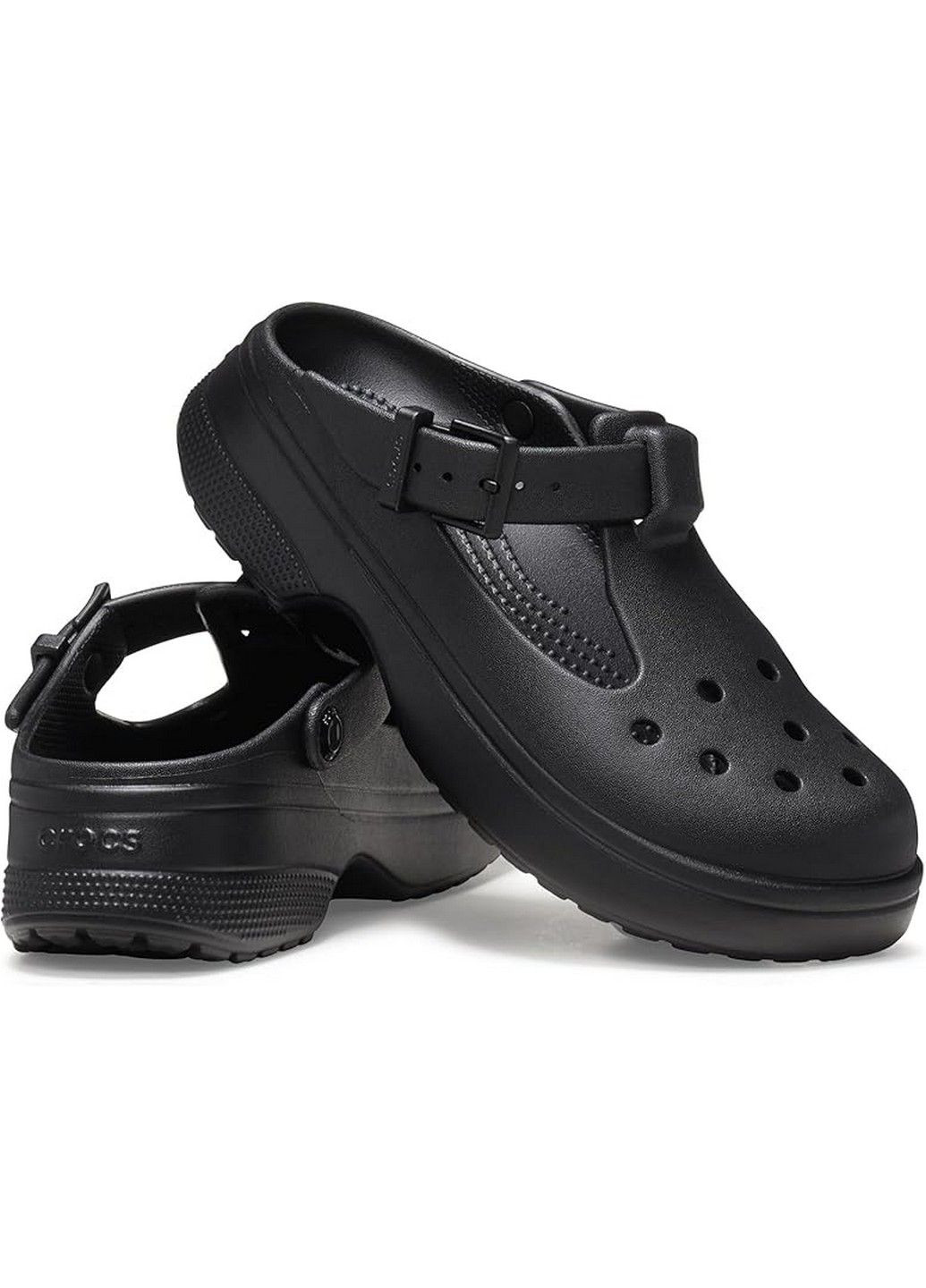 Черные сандалии кроксы Crocs без каблука