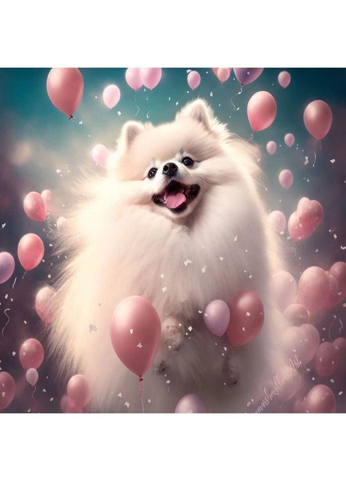 Алмазна мозаїка шпіц з повітряними кулями на підрамнику 20х20 см Dreamtoys (389040658)