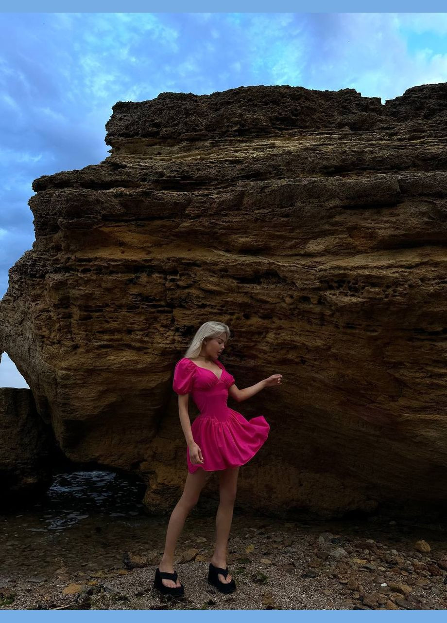 Комбинезон-платье женский Україна комбинезон-шорты однотонный малиновый повседневный