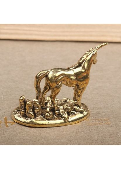 Настольное статуэтка латунная медная в виде Единорога украшение для дома офиса No Brand (292260761)