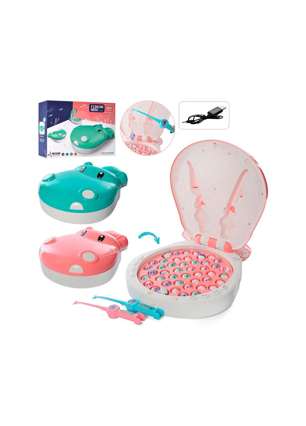 Интерактивная игра Бегемот, магнитная рыбалка 156-5 С (18/2) Pink Bluelans (365721081)