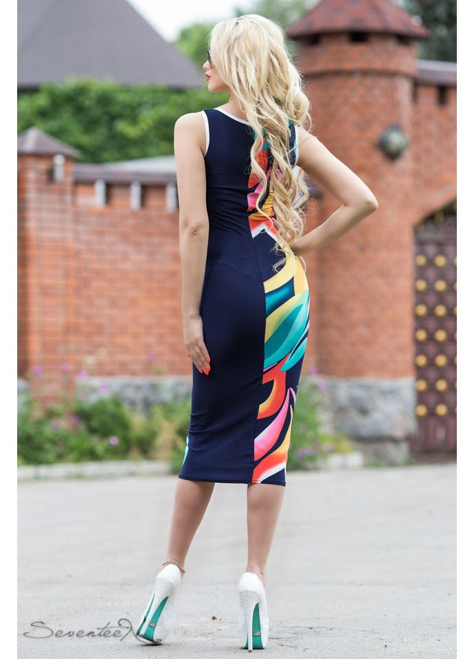 Синее платье-футляр 635.1803 Seventeen