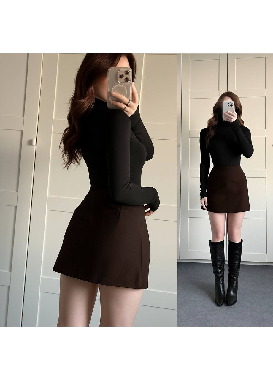 Коричневая юбка шорты шоколадного цвета No Brand