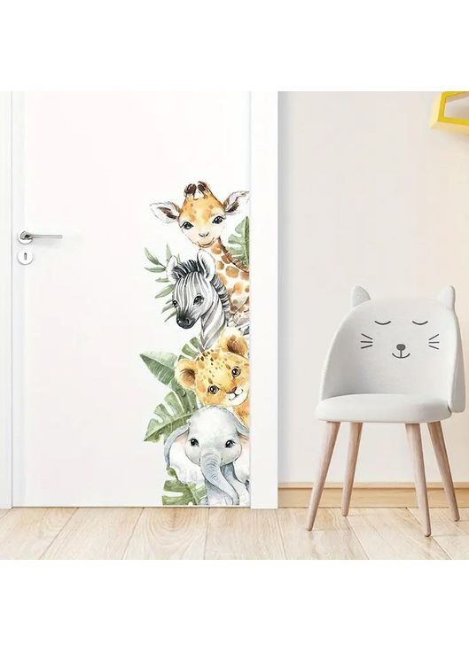 Наклейки на стену для детской комнаты Зверята из Джунгей 97х33 см No Brand (366303869)