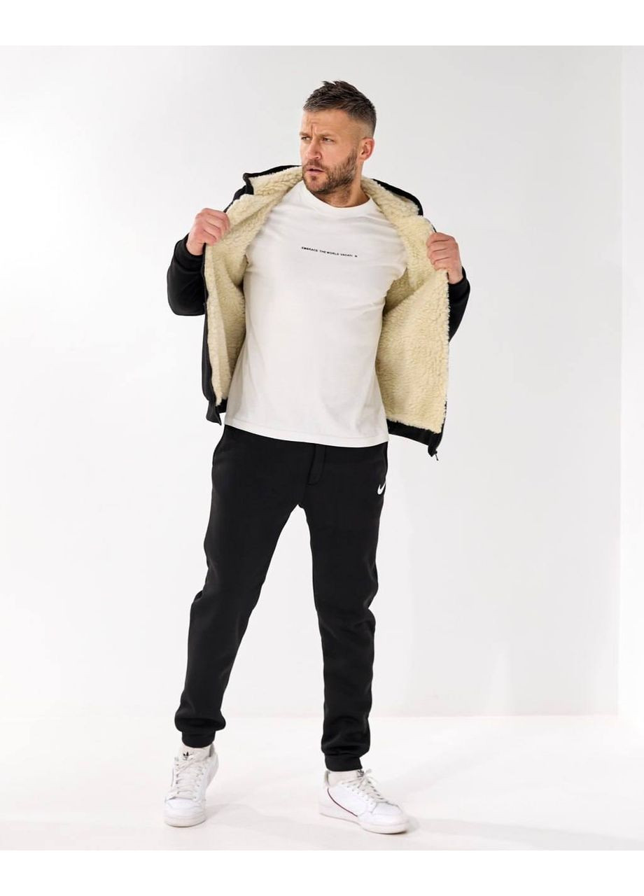 Чорний демісезонний теплий чоловічий костюм брючний Adelante