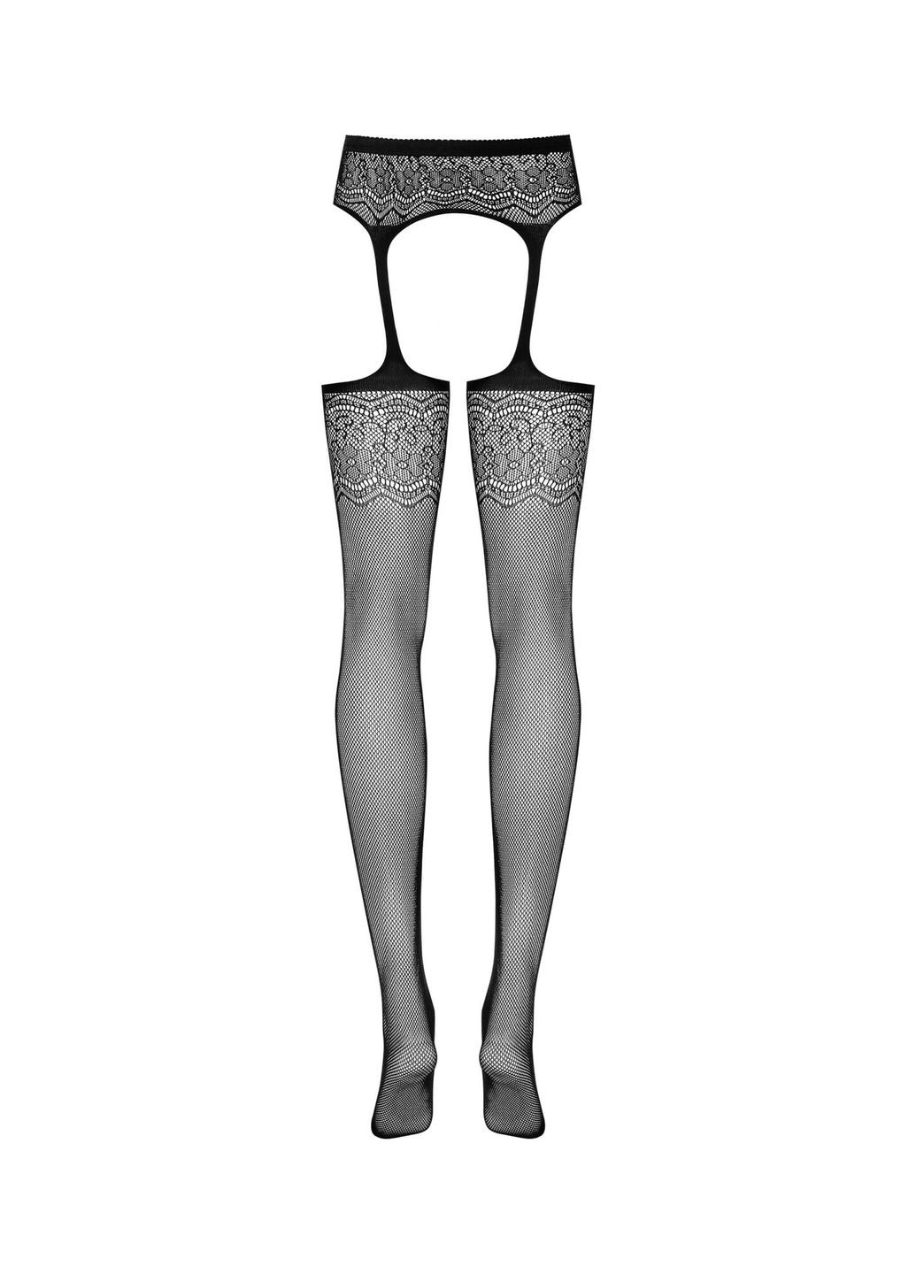 Сетчатые чулки-стокинги с цветочным рисунком Garter stockings S207 черные X - CherryLove Obsessive (282958976)
