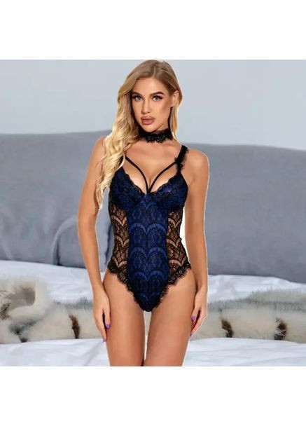 Мереживне боді в паху боді вшиті кнопки з чокером. Мереживне боді на бретелях прозоре Зелене, 2XL-3XL China (360866679)